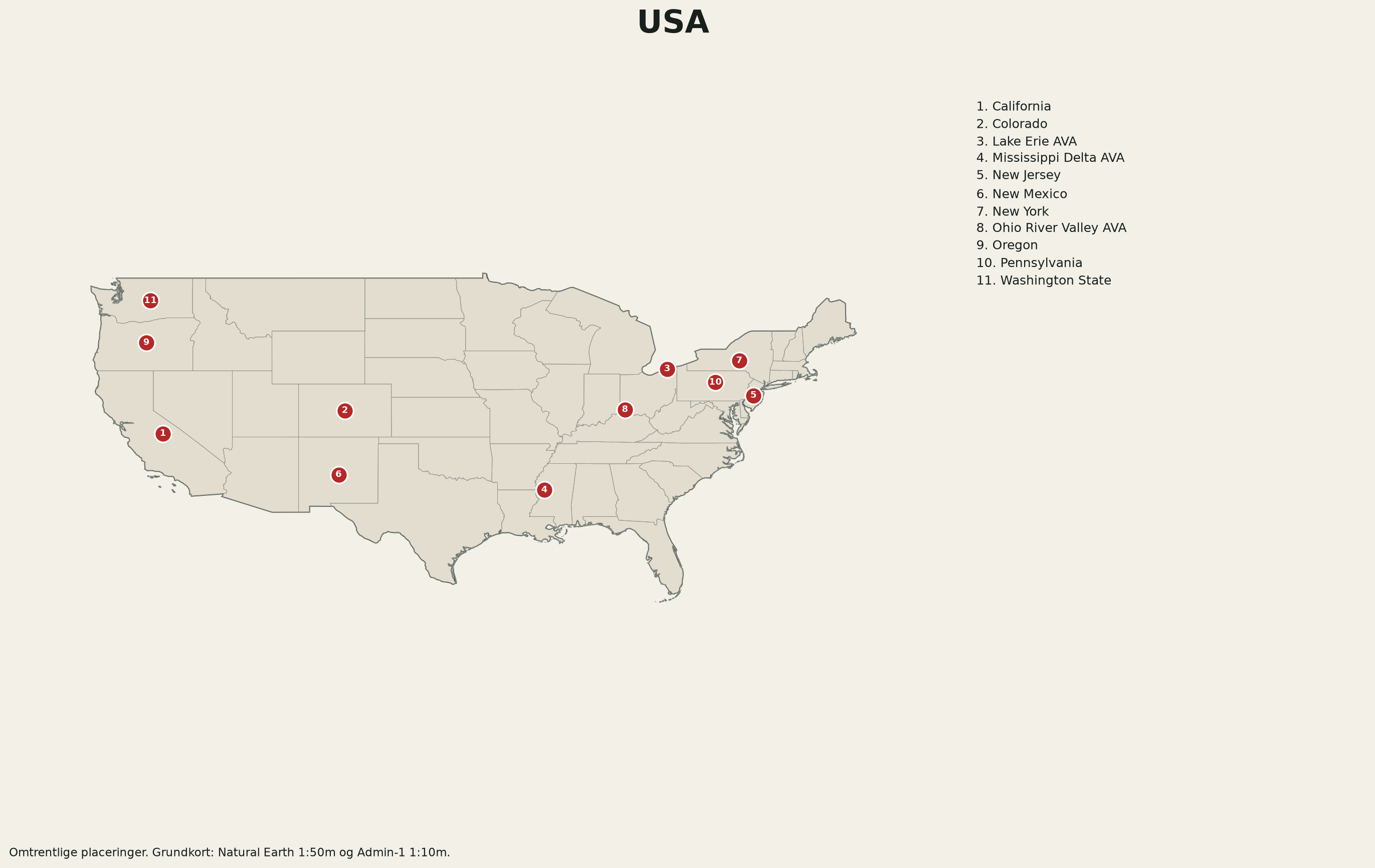 Kort over USA