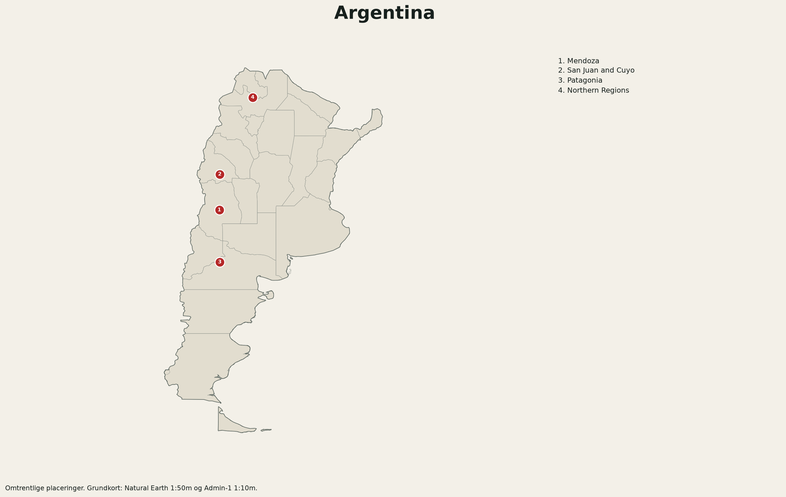 Kort over Argentina